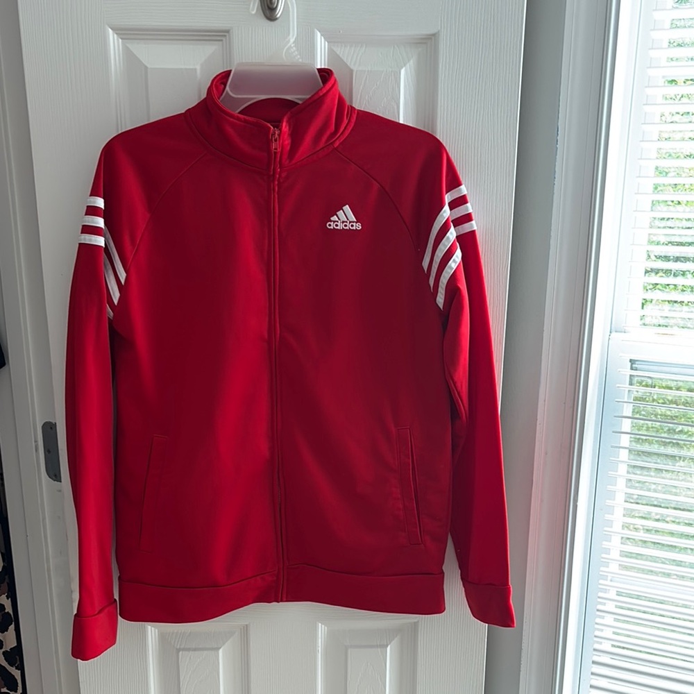 Adidas Bold Red Jacket with White Stripes